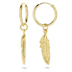 Geelgouden oorringen met veerhangertjes