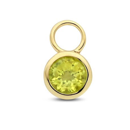 Geelgouden oorring geboortesteen peridot van augustus per stuk