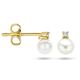 Gouden oorknopjes parel en diamant