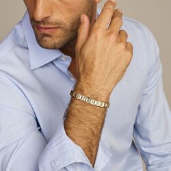 Gouden brede armband voor mannen met een schakelbreedte van 7,8 mm en een draaglengte van 21,5 cm 