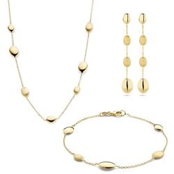 3-Delige gouden sieradenset met ovale elementen met en glanzend