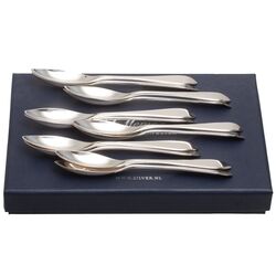 12 Zilveren theelepels punt glad gemaakt door A.J. Driesen te Schoonhoven rond 1930