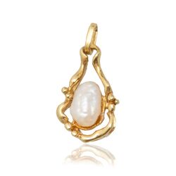 Gouden hanger barok pareltje, vintage