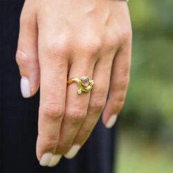 Rabinovich verguld zilveren ring Pink Willow 80303354 met roze topaas