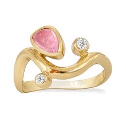 Rabinovich verguld zilveren ring Pink Willow 80303354 met roze topaas