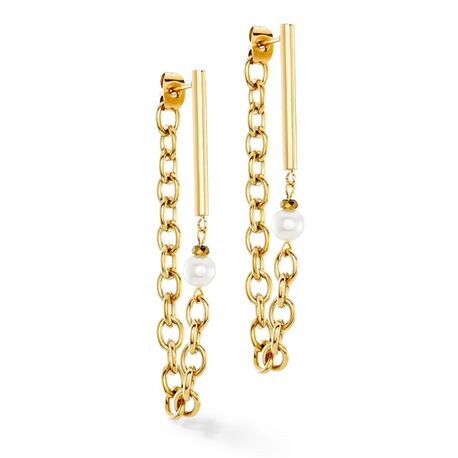 Coeur de Lion oorbellen Chain & Pearl Fever white gold 1123-21-1416 