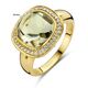 Geelgouden ring met licht groen amethist met diamant