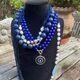 zilver hanger blauw emaille pareltjes markasiet