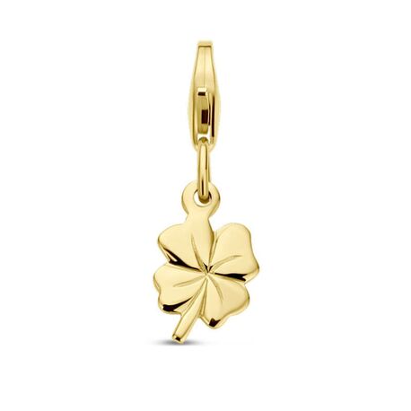 Gouden bedel klavertje vier met slot