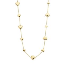 Gouden hartjesketting 45 cm
