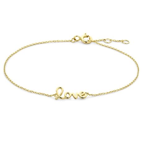 S425 Geelgouden armband 16,5+1+1cm met tekst Love