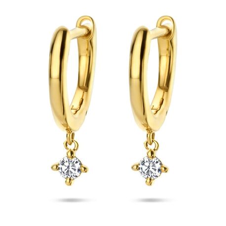 Gouden oorringen met diamant aanhangertjes