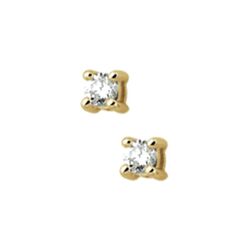 Gouden oorknoppen met diamant 0.1 ct