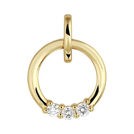 Ronde geelgouden hanger met diamantrij 0.09 ct