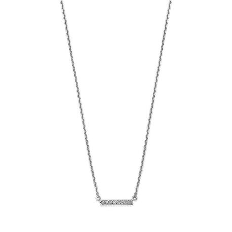 Witgouden collier met 0.04ct. H SI diamant balkje