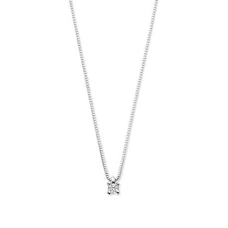 Witgouden collier met 0.05ct. H SI diamant 45cm