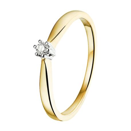 Bicolor gouden ring met briljantje