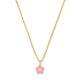 Geelgouden collier 36+4cm met roze bloemetje