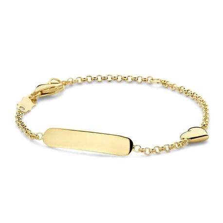 Gouden kinderarmbandje met hartje en graveerplaatje