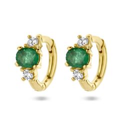 Gouden klapoorringen smaragd en diamant