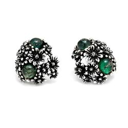 Giovanni Raspini oorbellen Daisies Garden met groen agaat