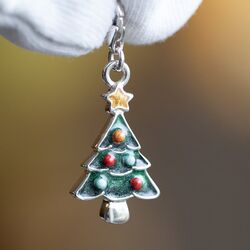 Saturna zilveren bedel hanger kerstboom emaille
