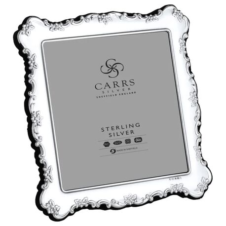 Zilveren fotolijst met een bloemdecor van Carrs ba75 13x13 Carrs