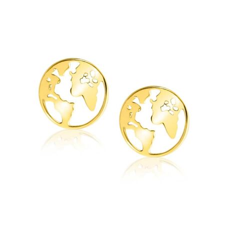 Zinzi Gold 14k oorstekers wereldbol ZGO474