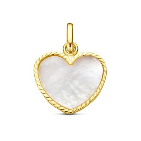 Gouden hart hangertje met parelmoer