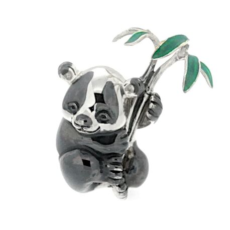 Saturno zilveren panda met bamboe en emaille van Saturno