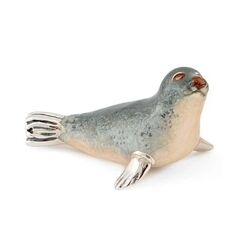 Saturno zilveren zeehond met natuurgetrouw emaille