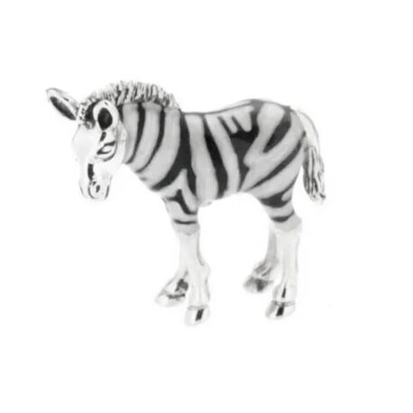 Saturno zilveren zebra met wit en zwart emaille miniatuur