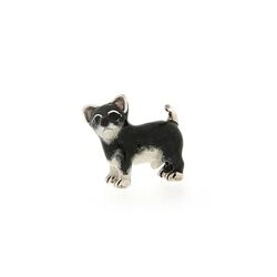 Saturno zilveren chihuahua klein met emaille