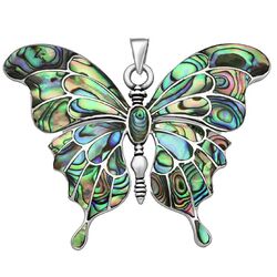 Grote zilveren hanger vlinder abalone, zo mooi