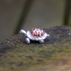 Saturno kleine zilveren schildpad met emaille