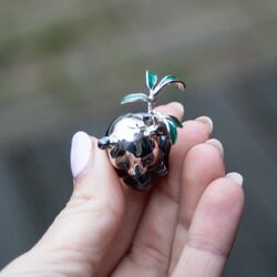 Saturno zilveren panda met bamboe en emaille van Saturno