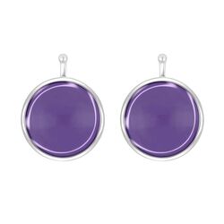 Heide Heinzendorff ronde zilveren aanhangers paars E73
