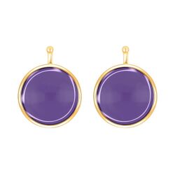 Heide Heinzendorff ronde zilveren aanhangers paars E73