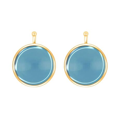 Heide Heinzendorff ronde vergulde aanhangers licht blauw E73