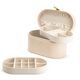 Zachtroze sieradenbox met uitneembare trays