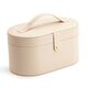 Zachtroze sieradenbox met uitneembare trays