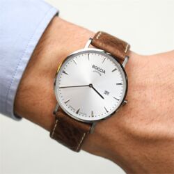 Boccia Titanium horloge bruin leren band 3648-01