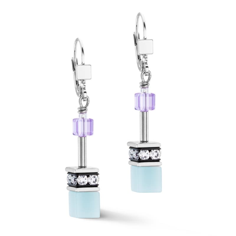 GeoCUBE Iconic oorbellen aqua lila - COEUR DE LION 2838-20-2026