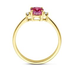 Gouden ring roze topaas diamant