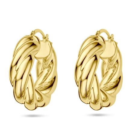 gouden oorringen gedraaid 27 x 8 mm