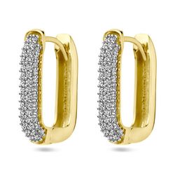 Geelgouden oorringen met vele zirkonia 19 x 4 mm