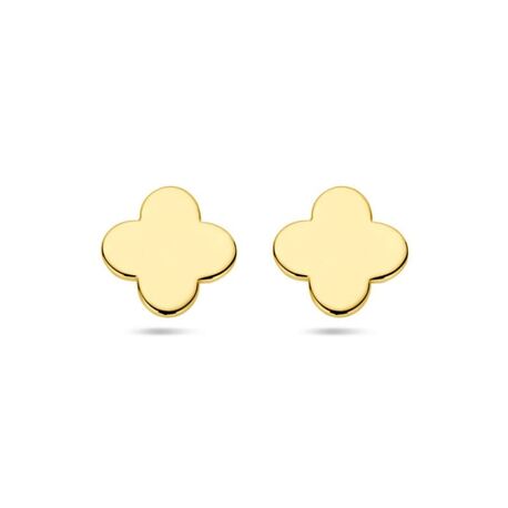 Geelgouden oorknoppen klavertje, geluksbrenger!