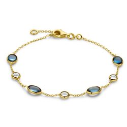 Gouden armband met london blue en blauw topaas 17-19 cm