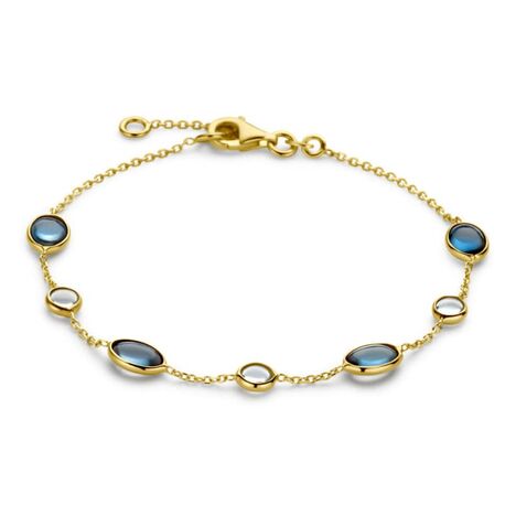 Gouden armband met london blue en blauw topaas 17-19 cm