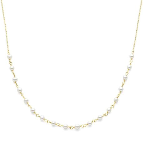 Geelgouden collier met parels 44 cm